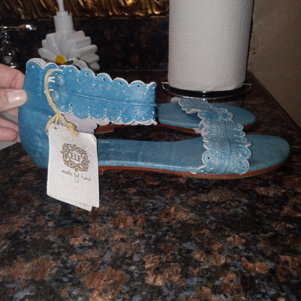 ELF Teal Scalloped Sandals